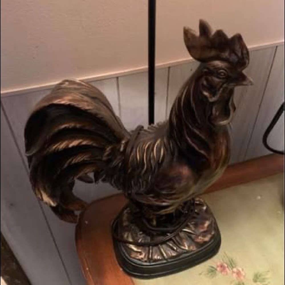 Rooster lamp with cream linen  shade